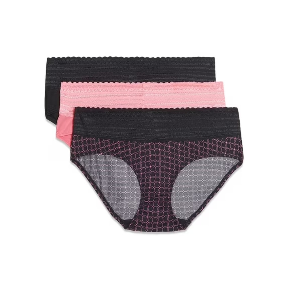 3-Pack Warners Blissful Benefits Dig-Free Microfiber Hipster Panties Multi 3XL